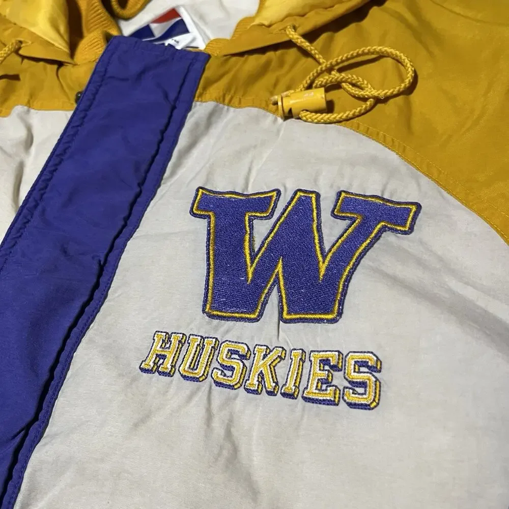 Vintage 90s Washington Huskies Jacket Mens XL Apex One Hooded Logo Full Zip